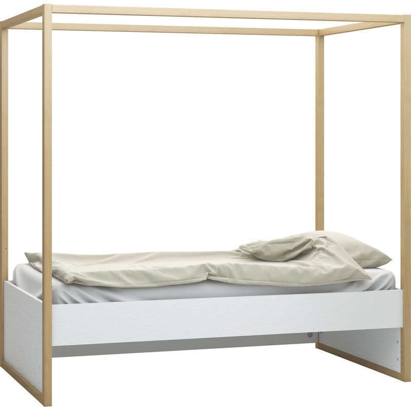 Reba European Single (90 x 200cm) Canopy Bed, White