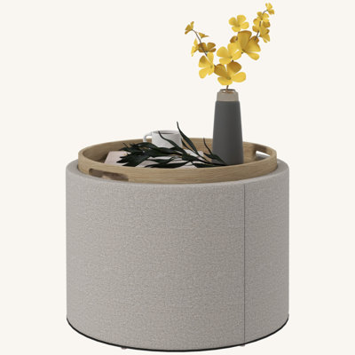 Table basse ronde avec repose-pieds avec plateau rabattable, repose-pieds et table basse