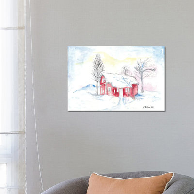 Afternoon Sun During Scandinavian Winter With Red House By Markus & Martina Bleichner - Wrapped Canvas Graphic Art by Markus & Martina Bleichner - Wrapped Canvas Gallery-Wrapped Canvas Giclée