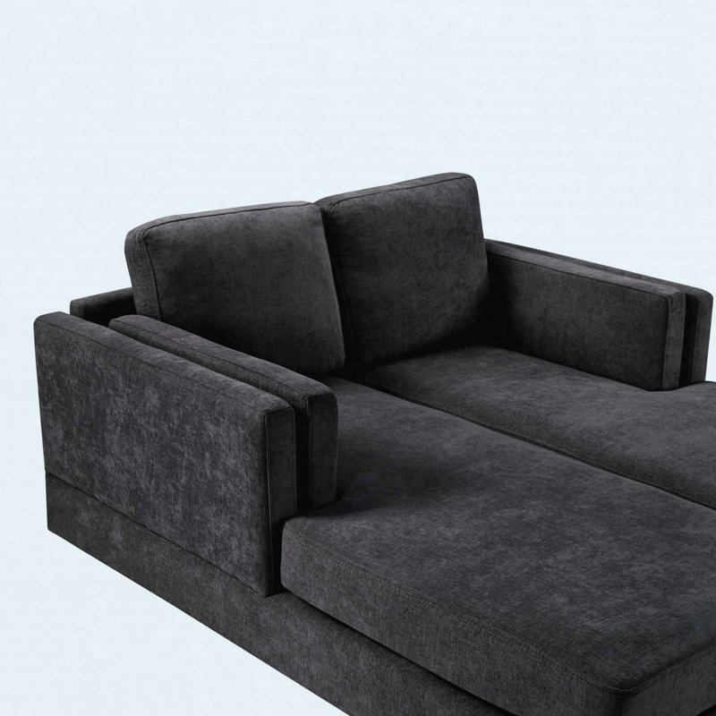 Méridienne moderne avec méridienne 53,5 po, Black