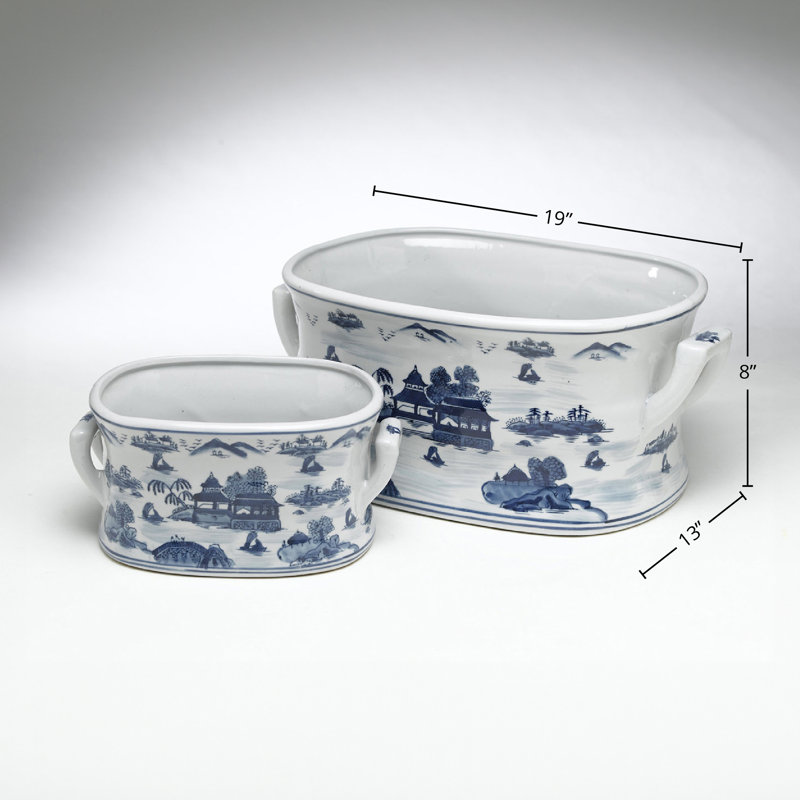 Willow Pattern 2-Piece Pot Planter Set