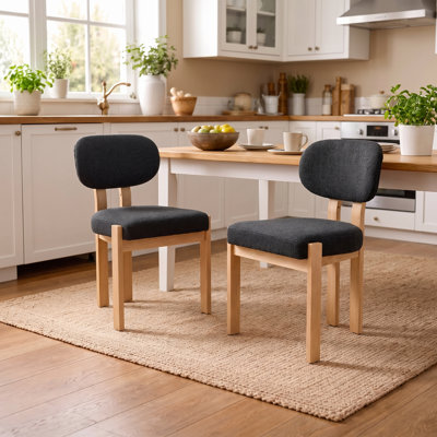 Ensemble de 2 chaises de salle à manger en bois, chaises d'appoint de cuisine rembourrées Boucle, chaises d'appoint de salle à manger sans accoudoirs de style Mid-Century avec pieds en bois massif