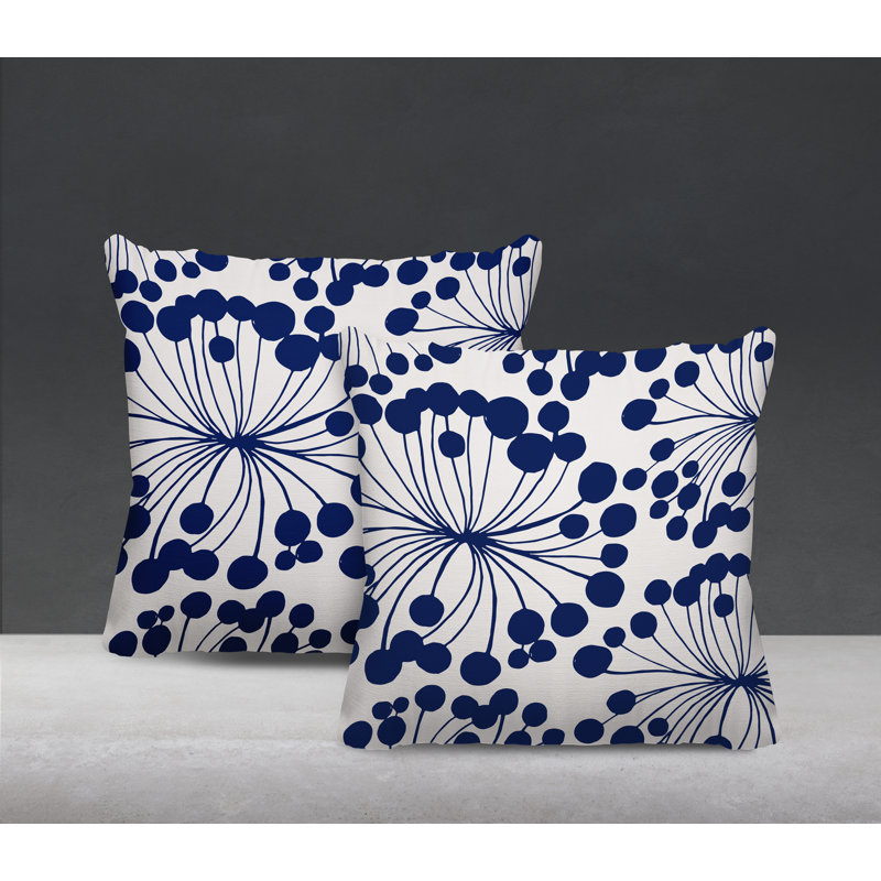 Housse et insert de coussin décoratif intérieur / extérieur en mélange de polyester, L 19 po x H 19 po, Bleu marine