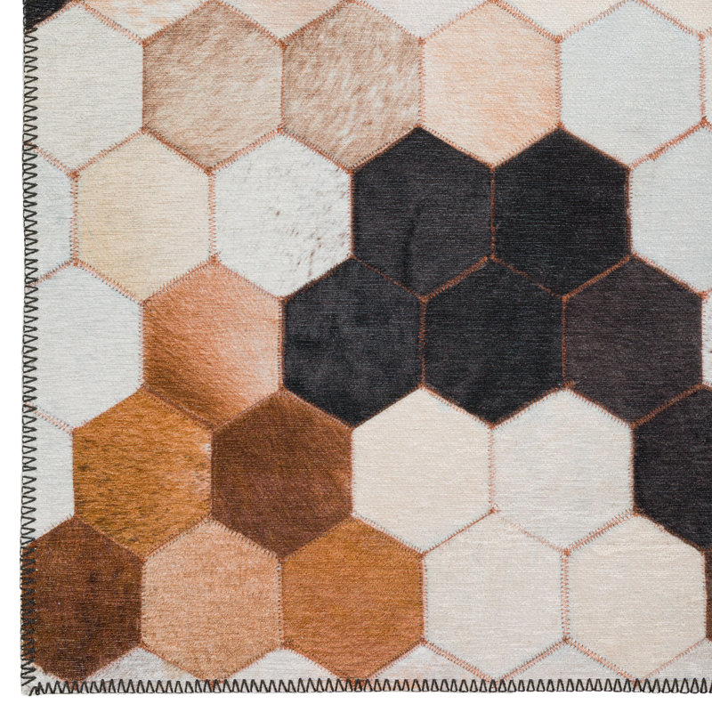 Tapis en similicuir multicolore 1 pi 8 po x 2 pi 6 po Mosaic, Rond 8 pi