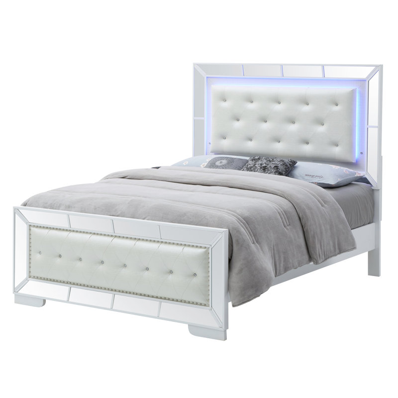 Grand lit à sommier tapissier Hollywood_Hills, champagne argenté, Grand lit, Argent argent