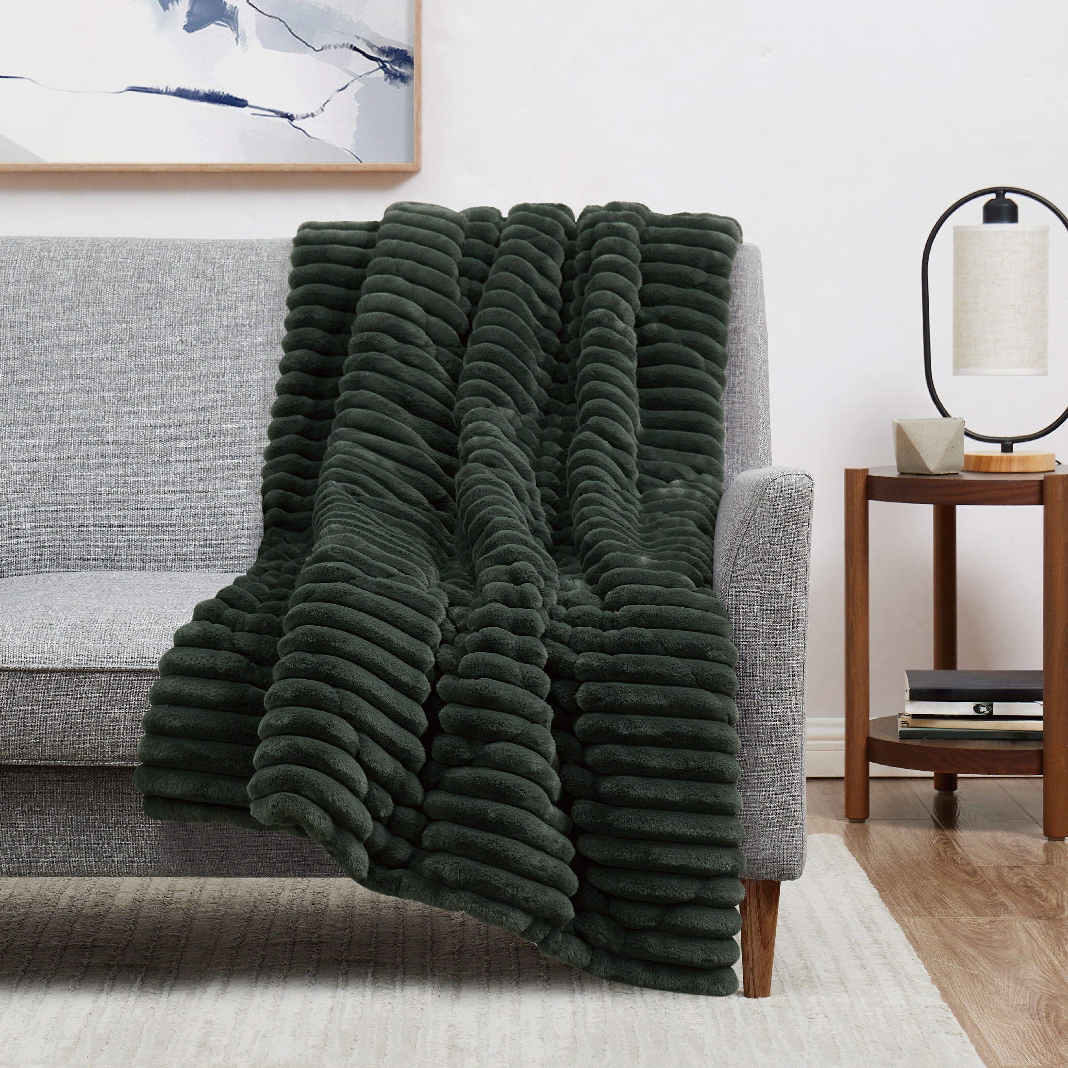 Dark green plush online blanket