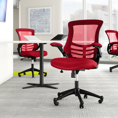 Chaise de bureau ergonomique pivotante à dossier mi-haut en filet avec accoudoirs rabattables Jayetta