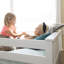  Lit superposé simple au-dessus de simple avec escalier et rideau de jeu Harjeet Kids-1297583752-1297583753