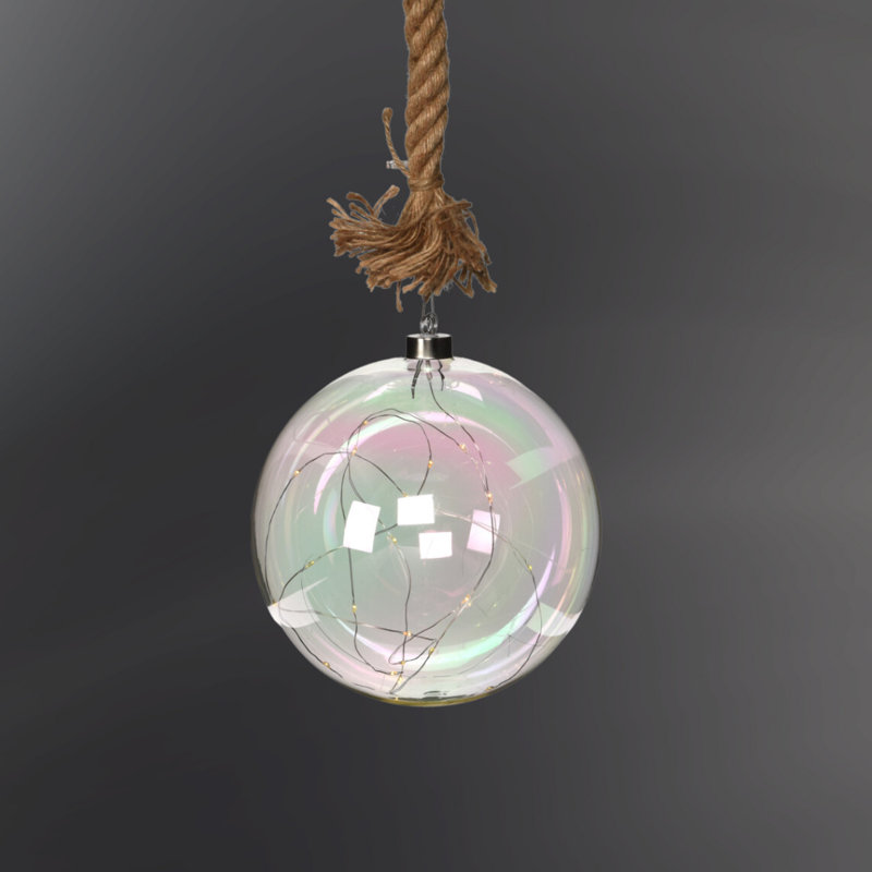 Solid Colour Glass Lighted Bauble, 10cm H x 10cm W x 10cm D