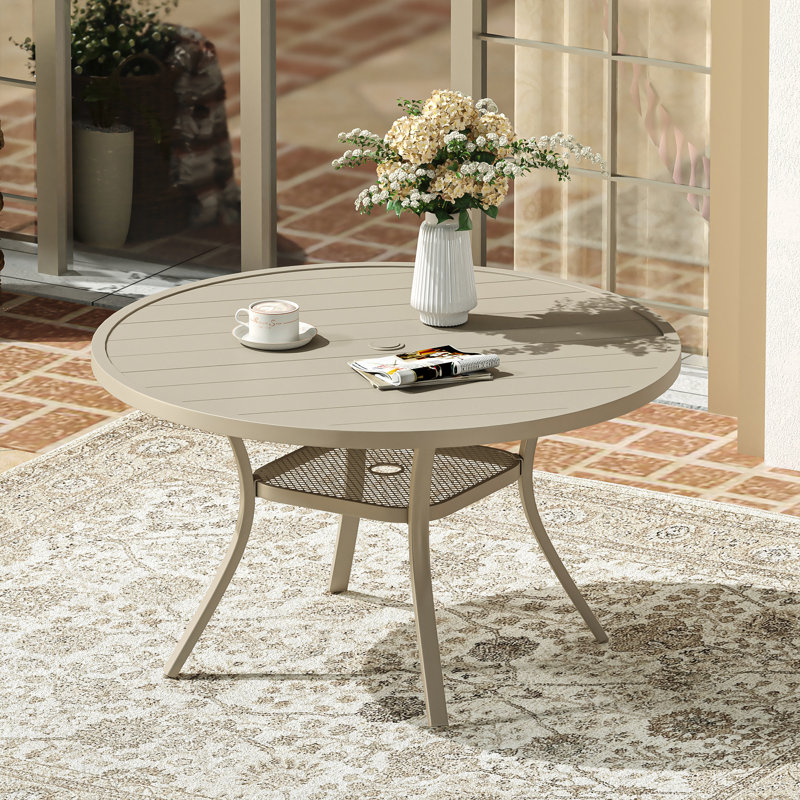 Table de salle à manger d'extérieur 47,2 po Calva, Crème / crème