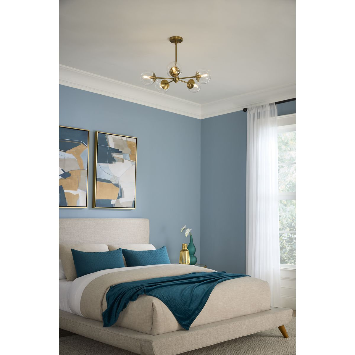 Linton 5 - Light Dimmable Sputnik Chandelier, Brushed Bronze