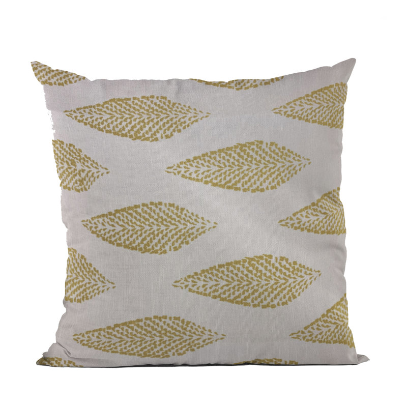 Large Leafs Linen Indoor/Outdoor Pillow Cover & Insert, Beige, Green, 22" x 22"