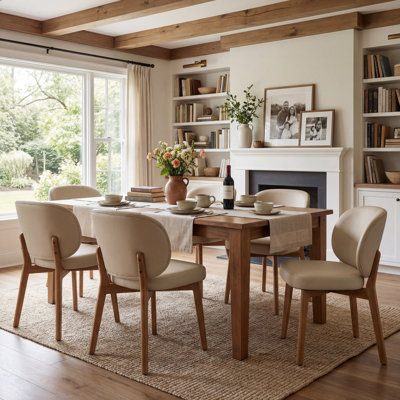 20.1" Extra Wide Upholstered Dining Chair, Side Chair with High Wingback, Armless Vanity Chair With Solid Wood Legs For Dining Living Room Vanity Office, Khaki, Set of 6