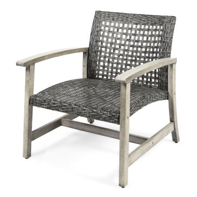Chaise avec accoudoirs de jardin en bois et gris