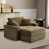 Modern Upholstered Single Sofa Chair,Lazy Sleeper Sofa With Ottoman