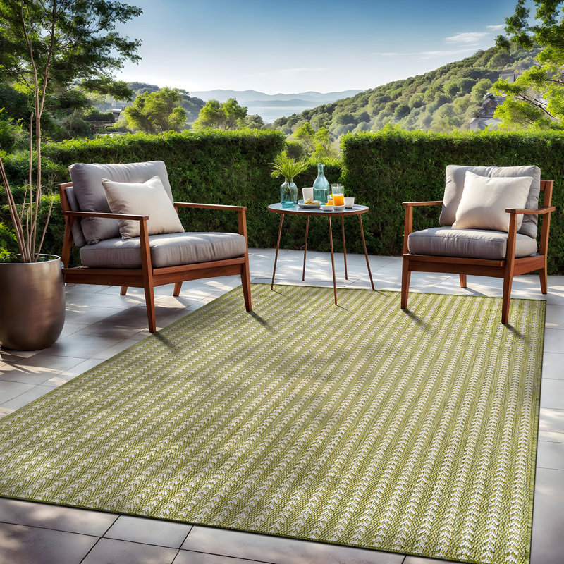 Tapis intérieur à chevrons, Olive, Rectangle 8' x 10'