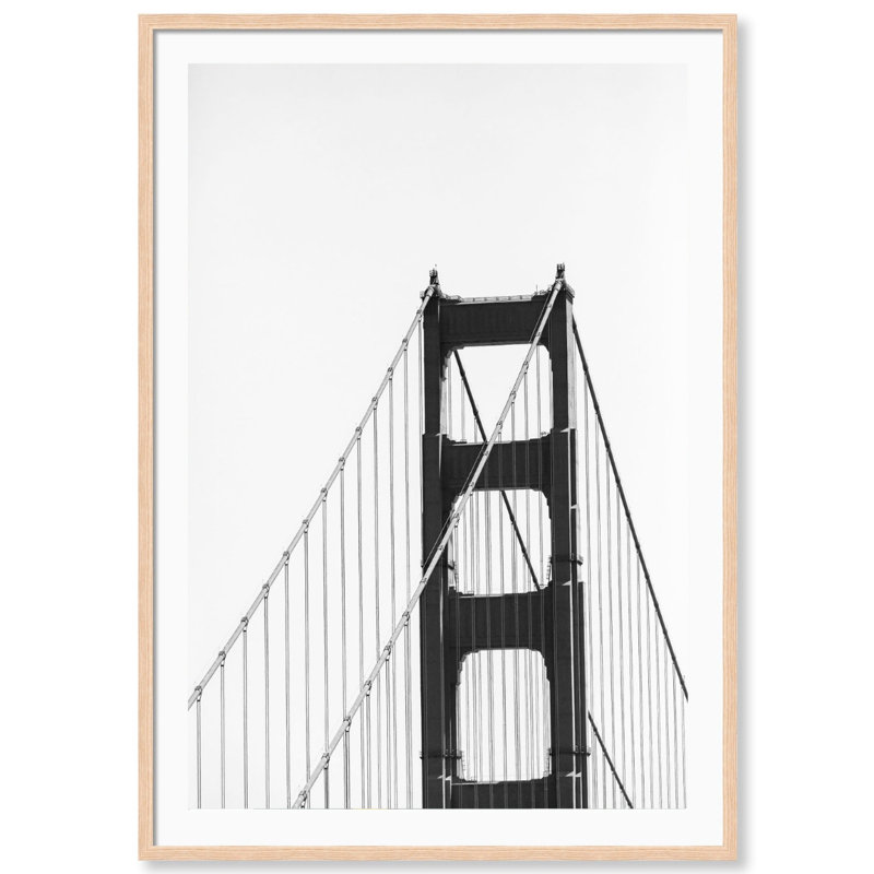 Golden Gate Bridge Print by Carly Tabak, 31" W x 44" H, Natural Wood