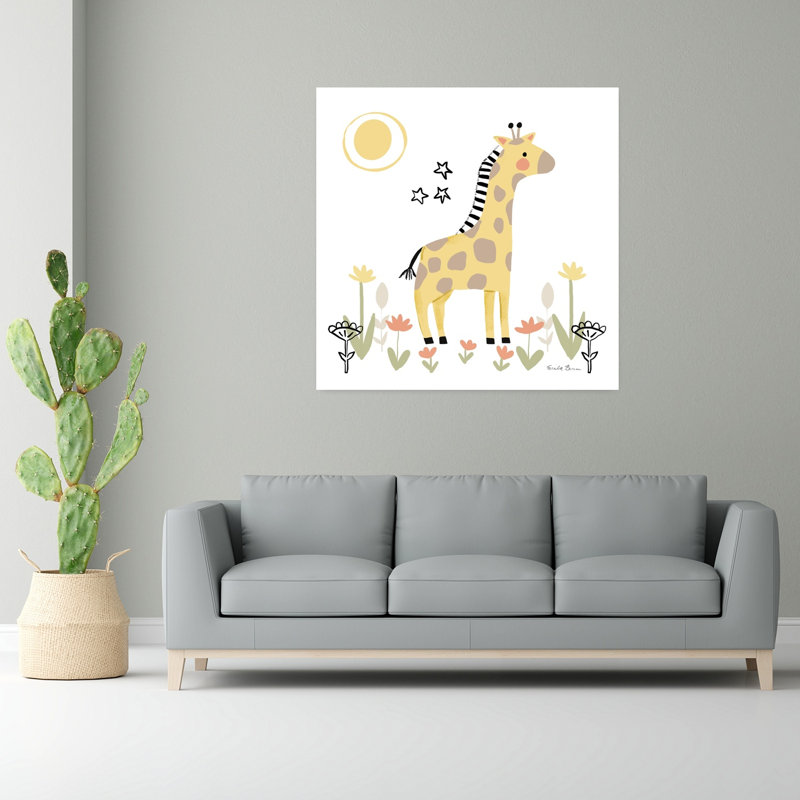 Bébé girafe, art floral contemporain, H 48 po x l 48 po