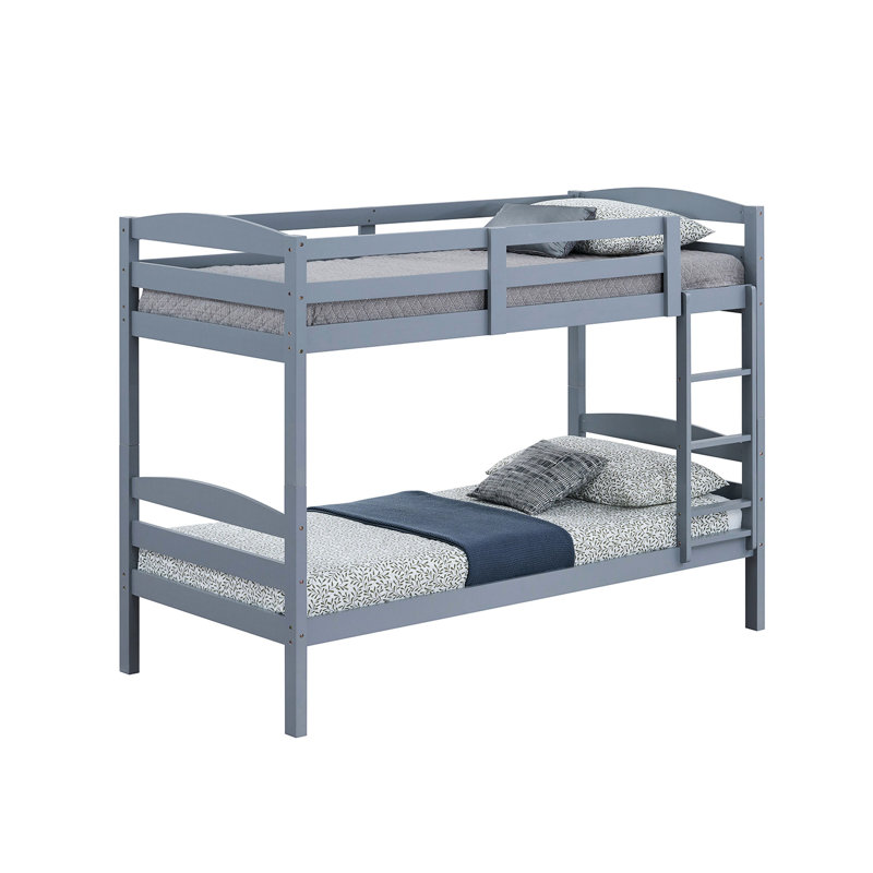 Arch Design Grey Twin Over Bunk Bed, Transitional Style, Solid And Engineered Wood, Insert & Lock Joint, 79 Inches Wide For Bedroom Decor Finish Design, 65 High Essential