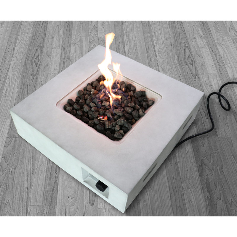 Concrete Fire Pit Table For Propane/Natural Gas Burner - 40000 , Gray, Rust , Heat Modern Garden Outdoor, 30X30x11 In, 59 Lbs In Gas, & Outdoor Garden, Inches,