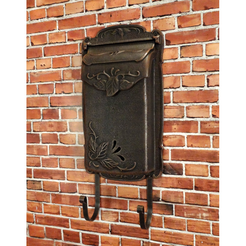 Floral Aluminum Wall Mounted Mailbox, Copper