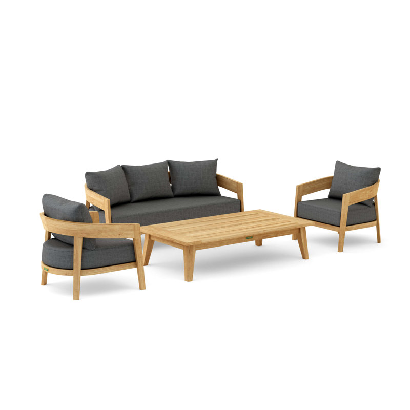 Outdoor 4 - Piece Teak Conversation Set, Gray