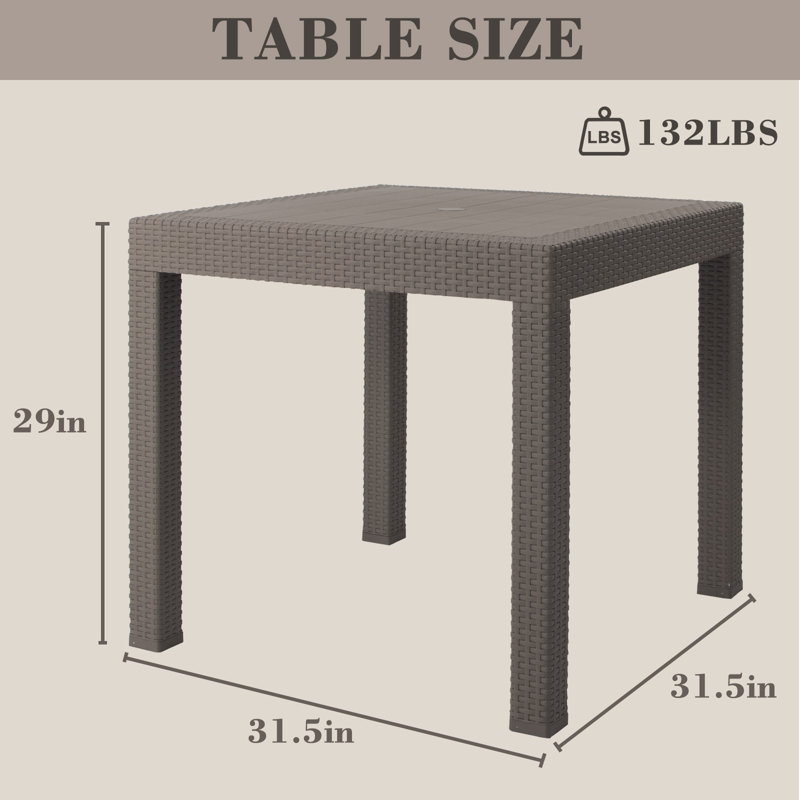 Ensemble repas d'extérieur carré pour 4 personnes avec table Davlat