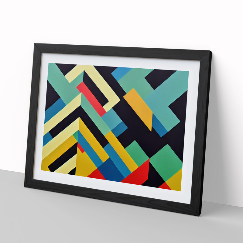 Engaging Abstract - Single Picture Frame Print, 46cm H x 64cm W x 2cm D, Black Framed