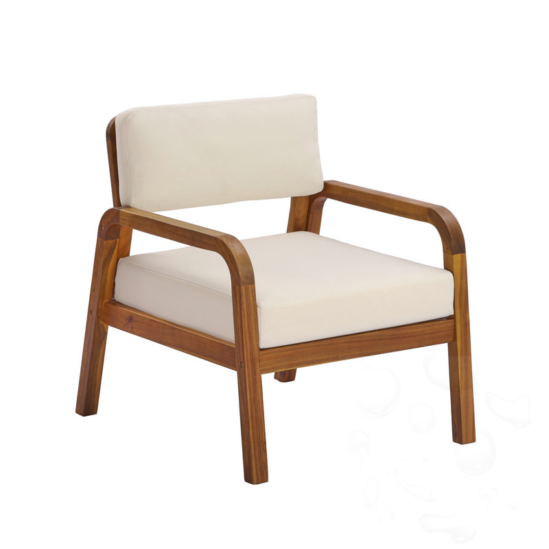 Fauteuil d'extérieur en bois avec coussins