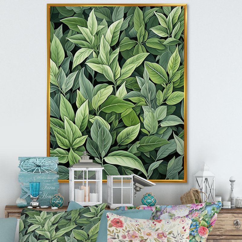 Herbes, sauge, sagesse, art floral, Cadre flottant doré, 32" H x 16" W