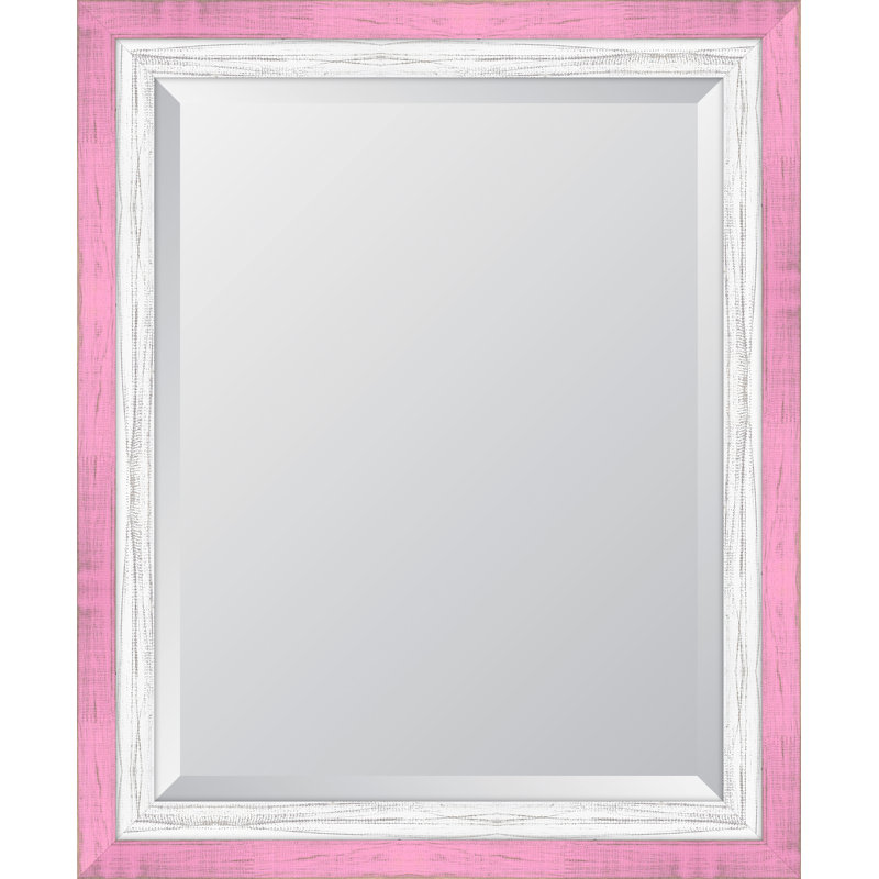 Brodnax Wood Rectangle Wall Mirror, 34" H x 28" W, Pink