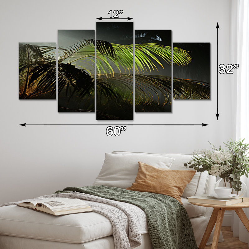  «Palm Trees II» - Décoration murale florale - 5 panneaux