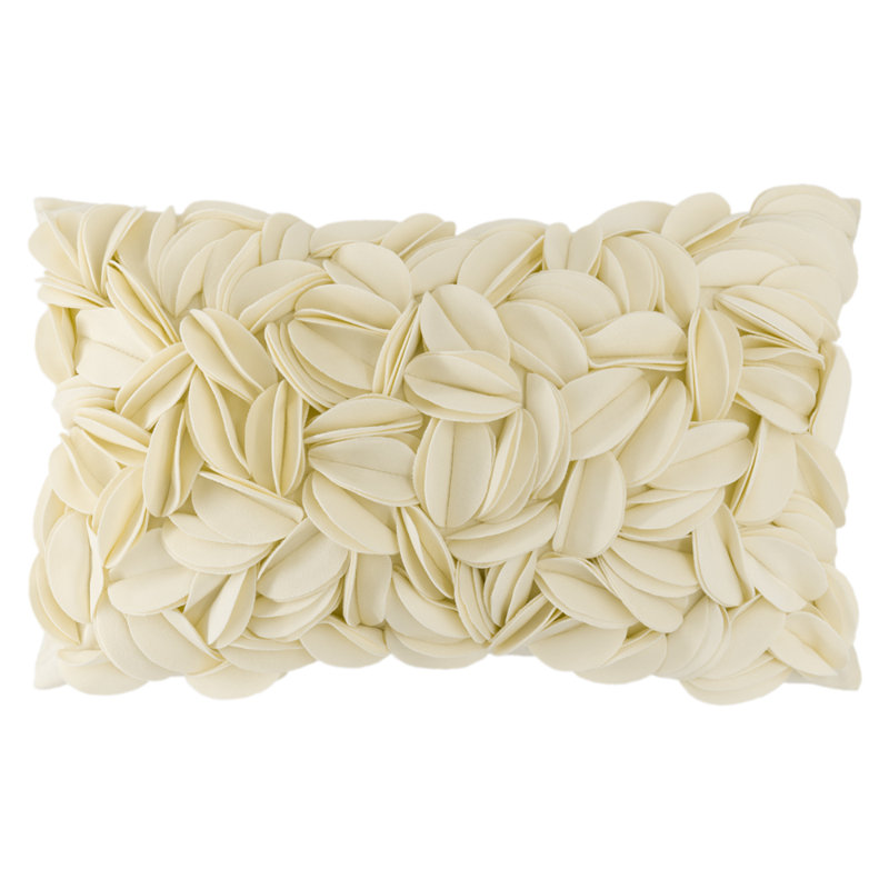 Housse de coussin brodée, Rectangle H 12 po x l 20 po, Crème - toile et suède