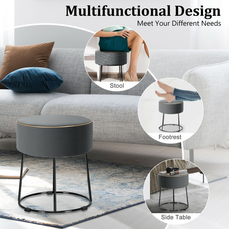 Osterman 35cm Wide Velvet Round Solid Colour Ottoman