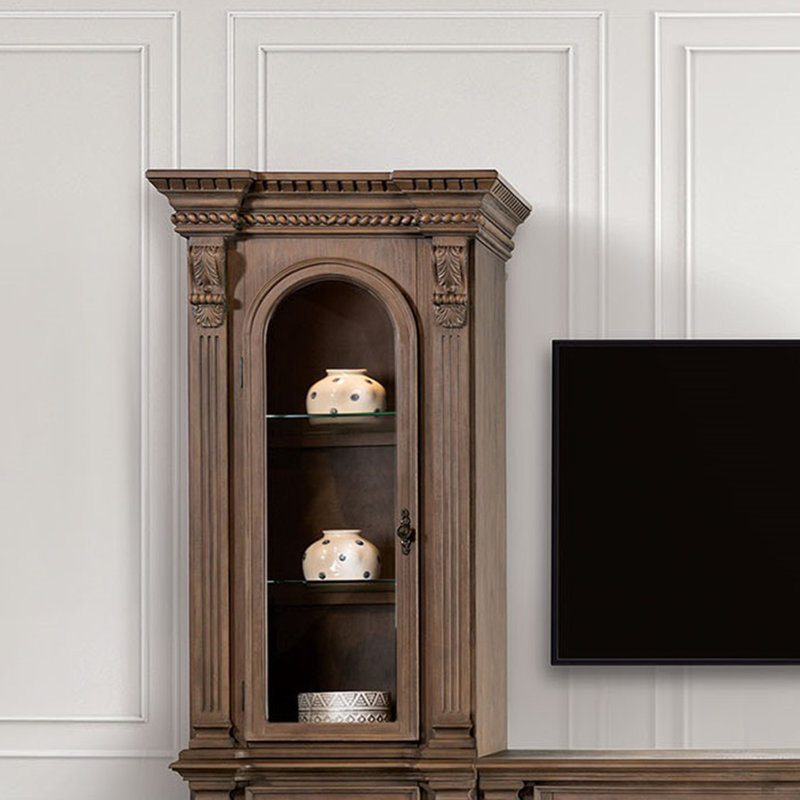 Ensemble de meuble télé 3 pièces avec détails sculptés en chêne vieilli