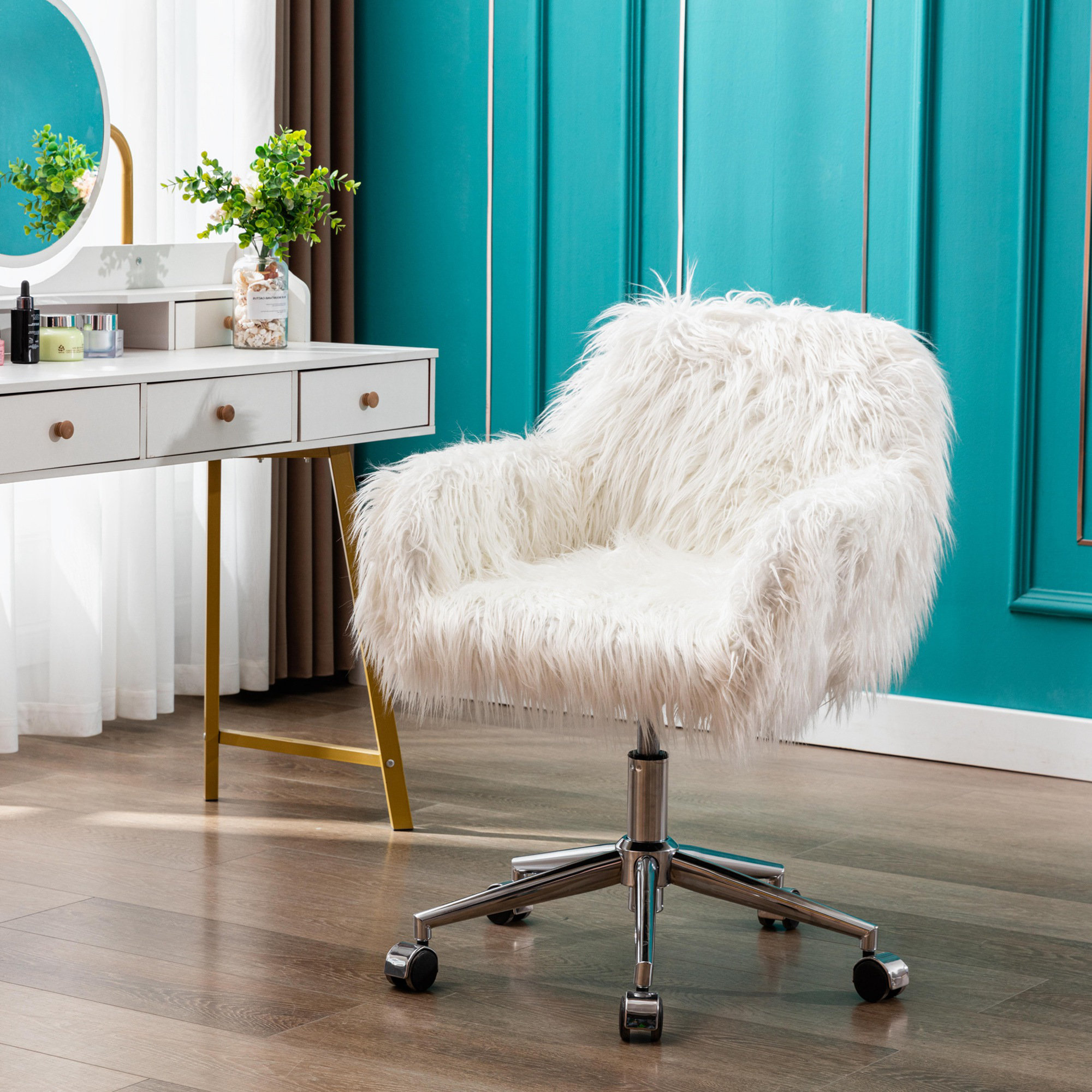 Faux fur office online chair cover