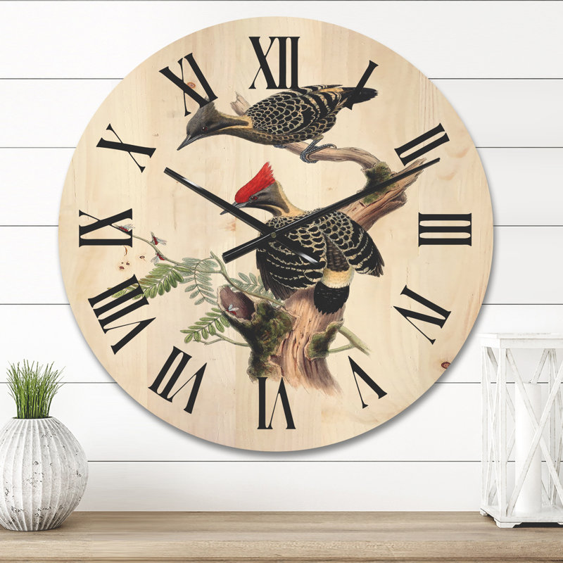 Horloge murale en bois, Moyenne, Oiseaux dans la nature VI