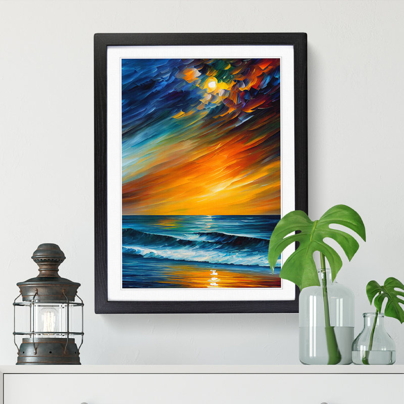 Ocean Painted - Picture Frame Print, 64cm H x 46cm W, Oak