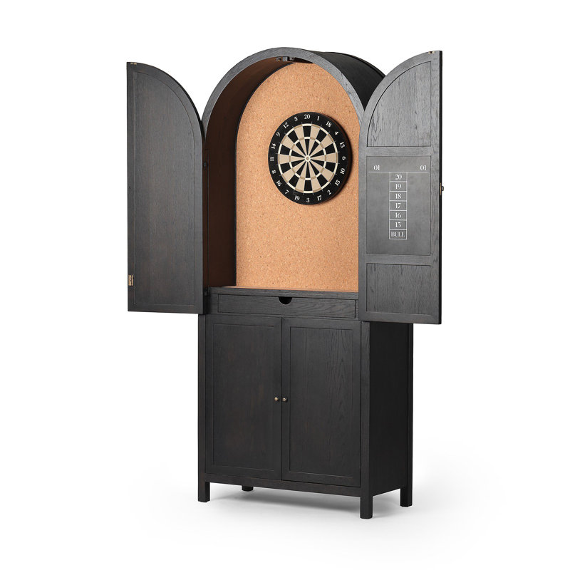 Darts Cabinet-Distressed Black Oak