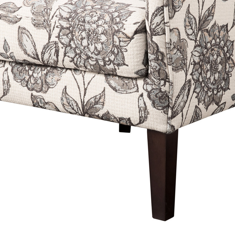 Fauteuil à oreilles Swoop - rembourrage multicolore et pieds en bois massif avec dossier en mousse