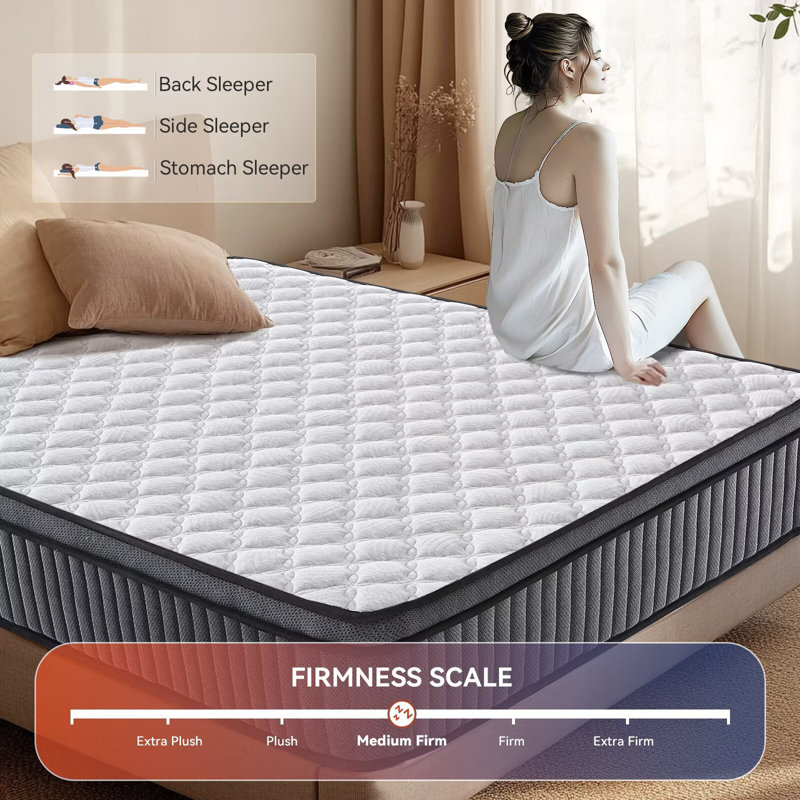 Matelas hybride en mousse à refroidissement moyen avec gel Meomory, Lit simple, 10"