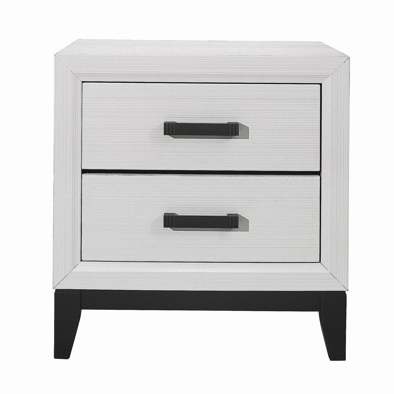 Table de chevet blanche Mirage, Blanc/Noir