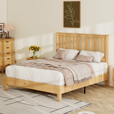 Allare Mid-Century Solid Wood Bed Frame with Headboard by Winston Porter