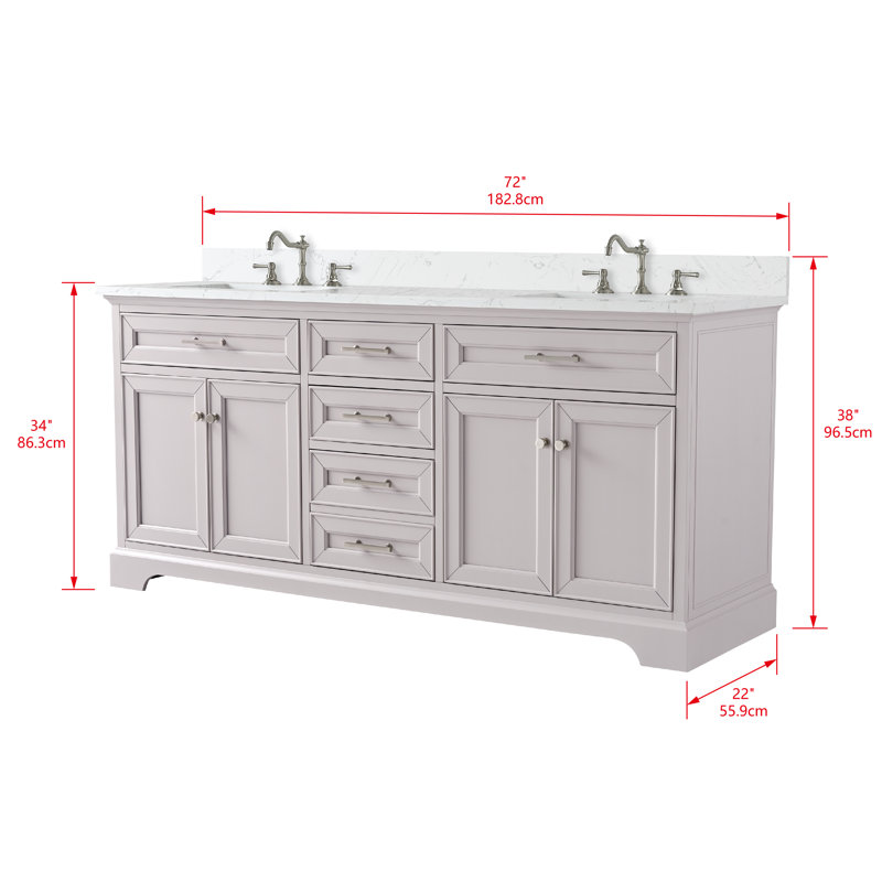 Thompson 72" W Double Bathroom Vanity, Taupe/Brushed Nickel