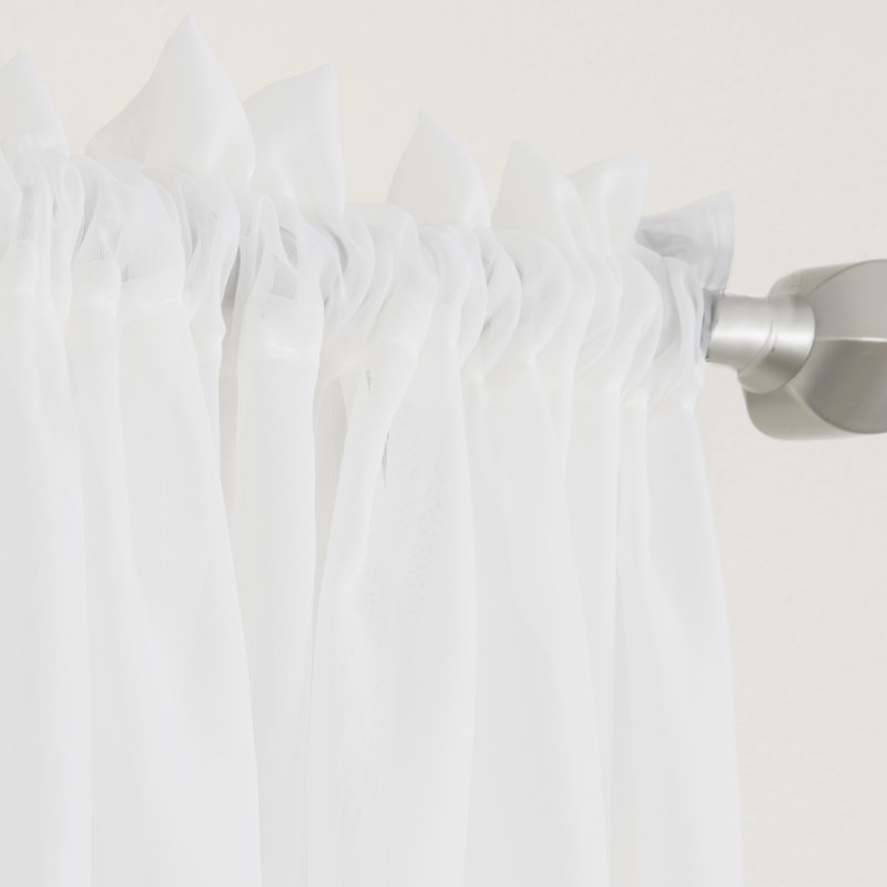 Messancy 100% Polyester Sheer Crushed Voile Solid Color Curtain Panel with Rod Pocket Top, White, 59" W x 95" L