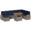 Ensemble de canapé de jardin avec coussin vidaXL 9 pièces gris et bleu marine