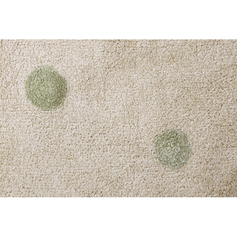 Hippy Hand Tufted Cotton Polka Dots Area Rug in Green/Beige