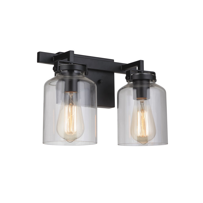 Barreras 2 - Light Vanity Light, Flat Black/Dark Teak