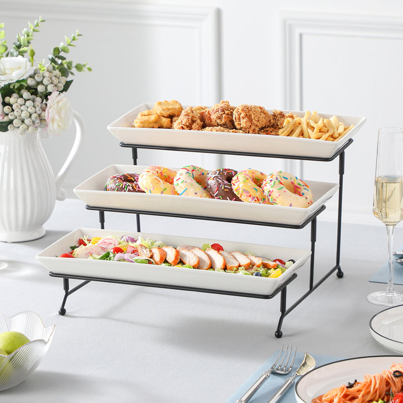 Tiered Stand, Black/Ivory/White