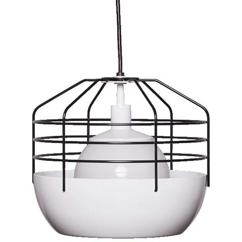 Luminaire suspendu cage 1 lumière Abdul-Majeed, Blanc